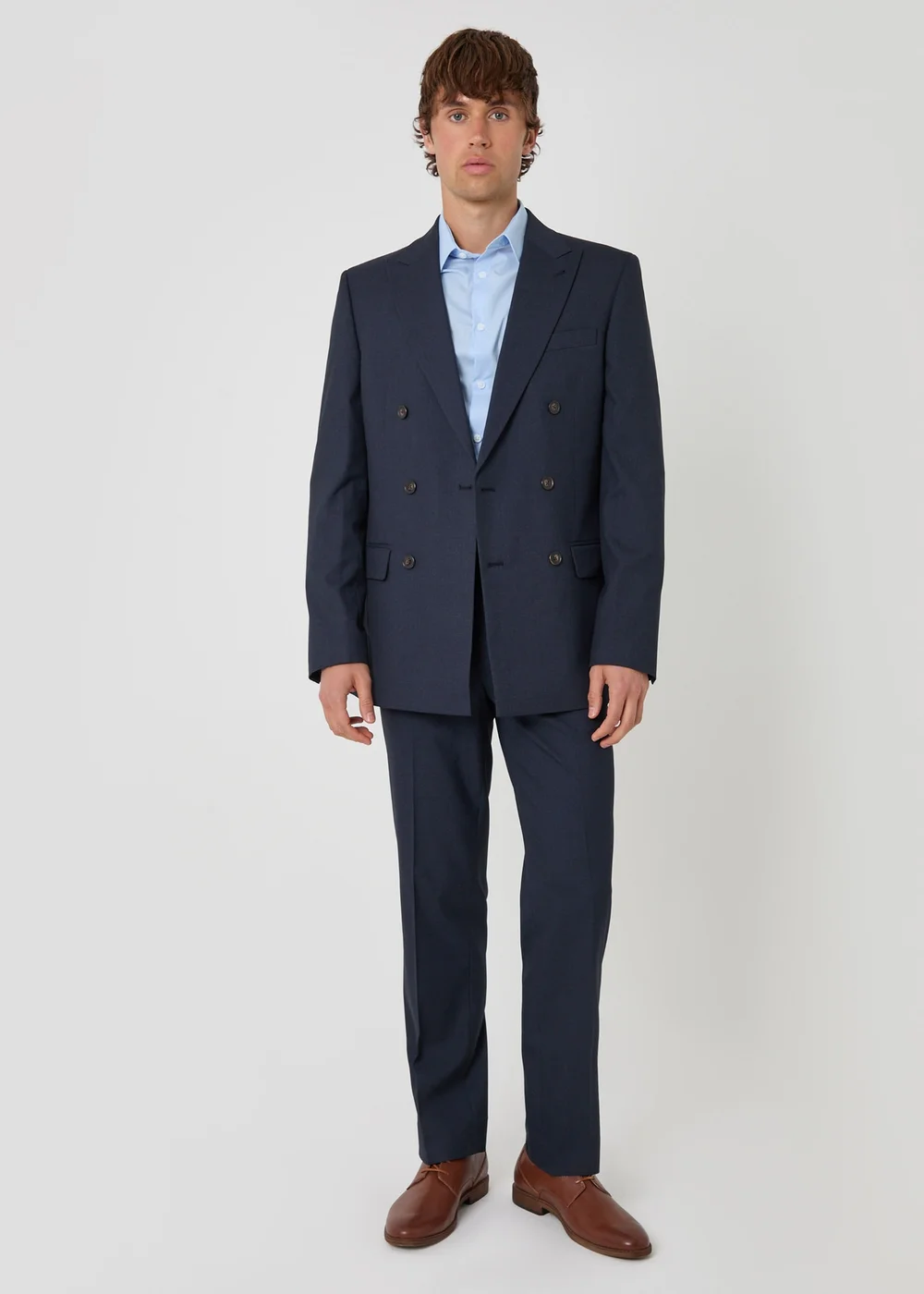 Threadbare Navy Regular Fit Double Breasted Blazer - 46 Chest R Image 3