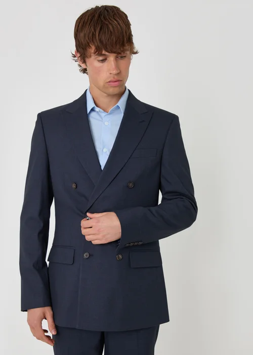 Threadbare Navy Regular Fit Double Breasted Blazer - 46 Chest R Image 1