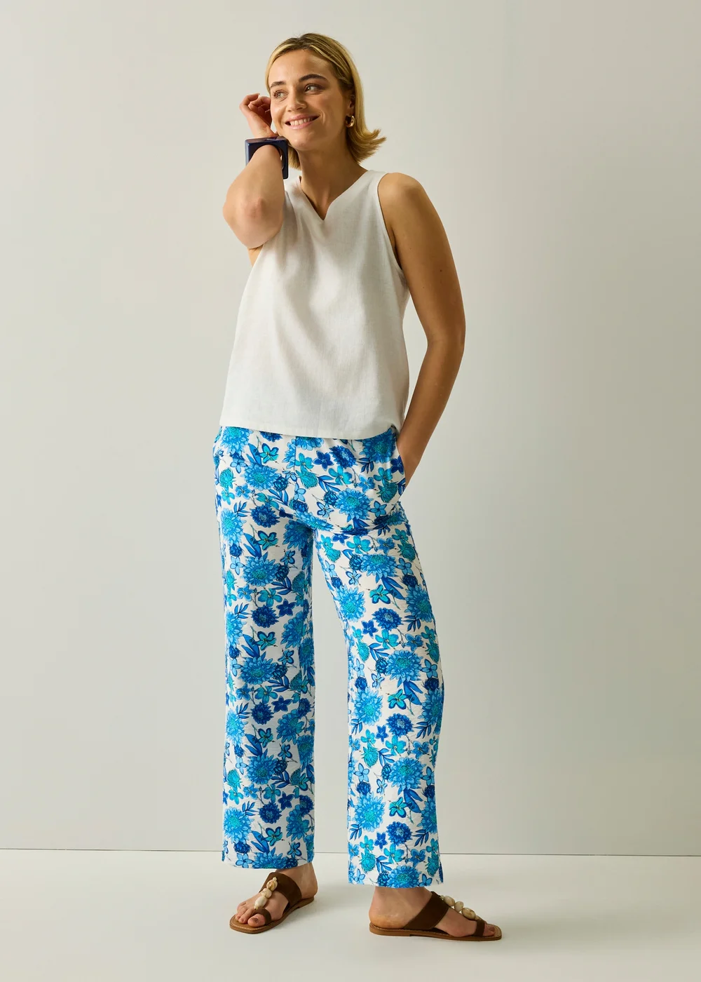 Regatta Life Sonic Blue Dahlia Floral Talamanca Breathable Trousers - 8 Image 1