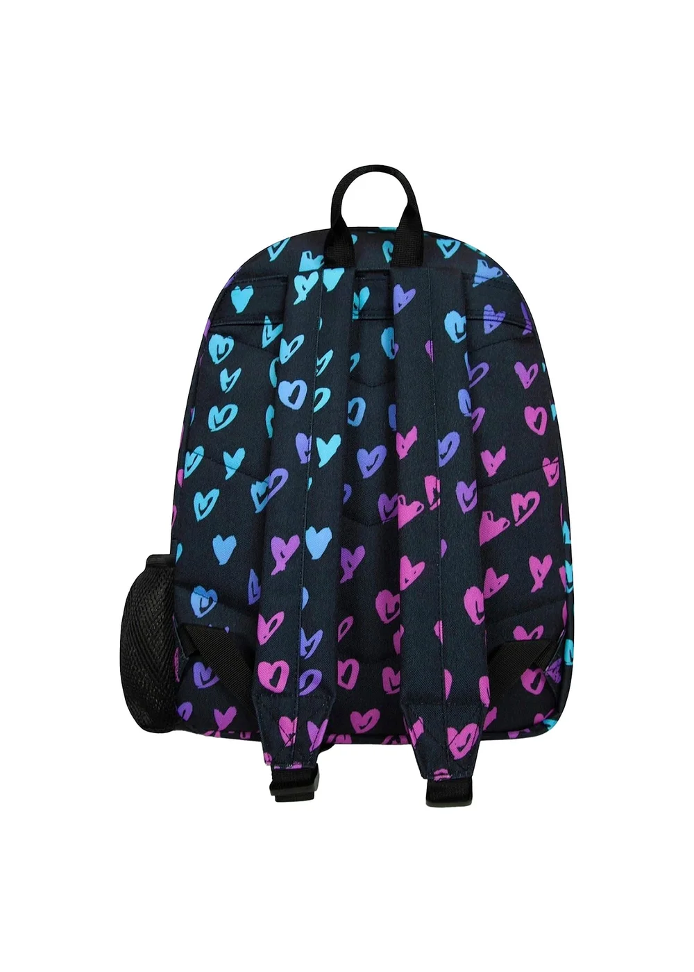 Hype Kids Black Patterned Hearts Adjustable Straps School Backpack - One Size Image 2