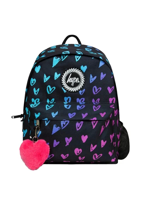Hype Kids Black Patterned Hearts Adjustable Straps School Backpack - One Size Image 1