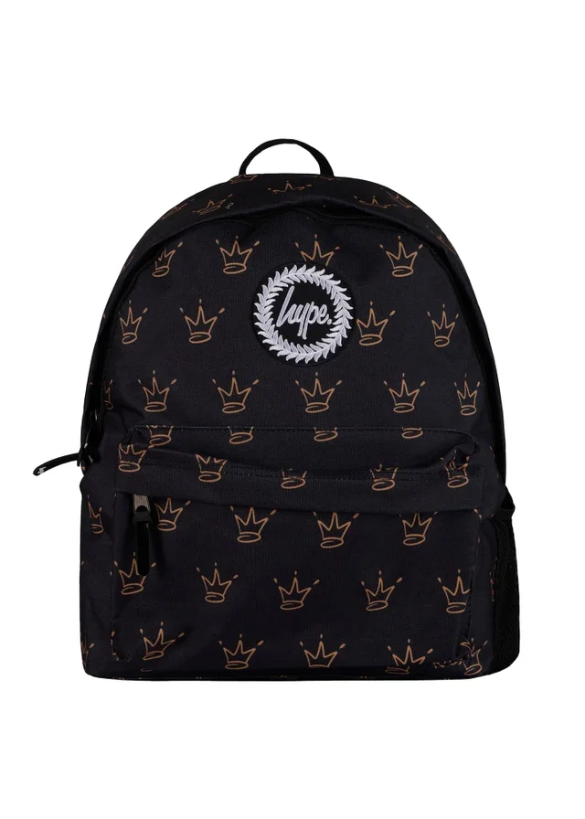 Hype Kids Black King Crown Pattern Backpack