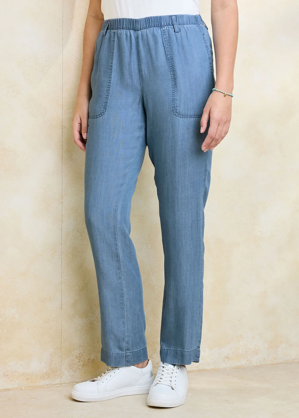 Cotton Traders Stonewash Straight Leg Lyocell Trousers - 12/L29 Image 2