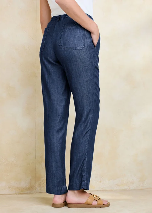 Cotton Traders Indigo Straight Leg Lyocell Trousers - 18/L29 Image 3