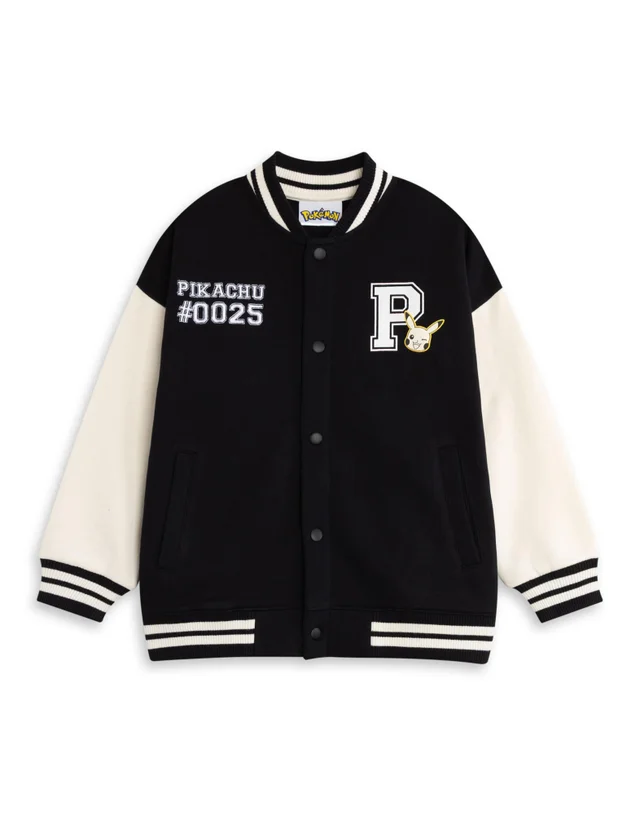 Vanilla Underground Pokemon Boys Black Pikachu Varsity Jacket (4-12 Years)