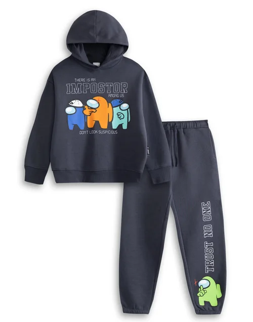 Vanilla Underground Among Us Boys Grey Character Hoodie & Joggers Set (5-14 Years) - 7-8 Yrs Image 1