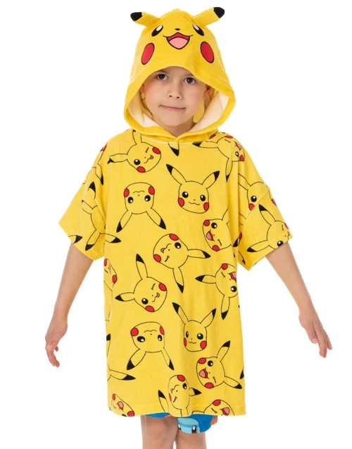 Vanilla Underground Pokemon Unisex Kids Yellow Poncho Towel (3-10 Years) - 7-10 Yrs Image 1