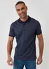 Threadbare Navy Textured Cotton Polo Shirt - XL Image 1
