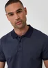 Threadbare Navy Textured Cotton Polo Shirt - XL Image 4