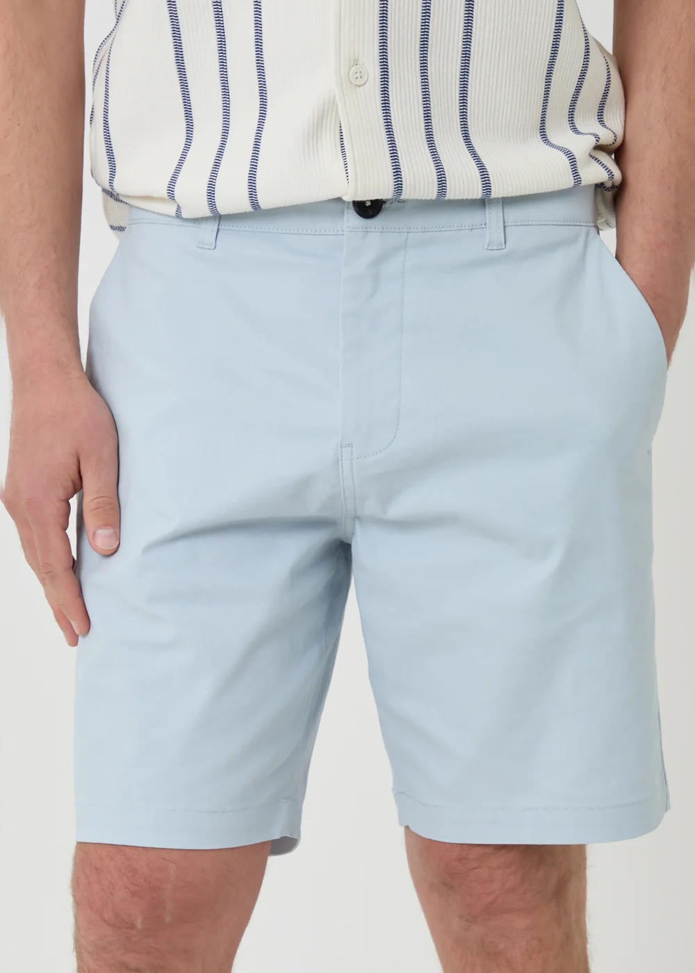 Threadbare Light Blue Cotton Regular Fit Stretch Chino Shorts - 36 Image 4