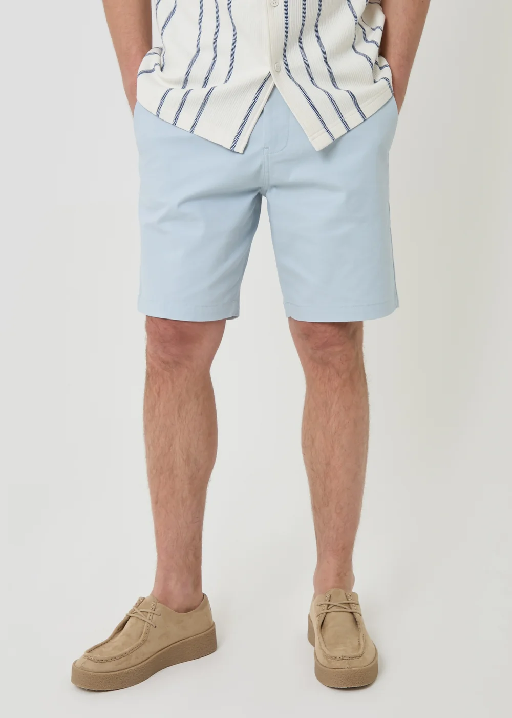 Threadbare Light Blue Cotton Regular Fit Stretch Chino Shorts - 36 Image 1