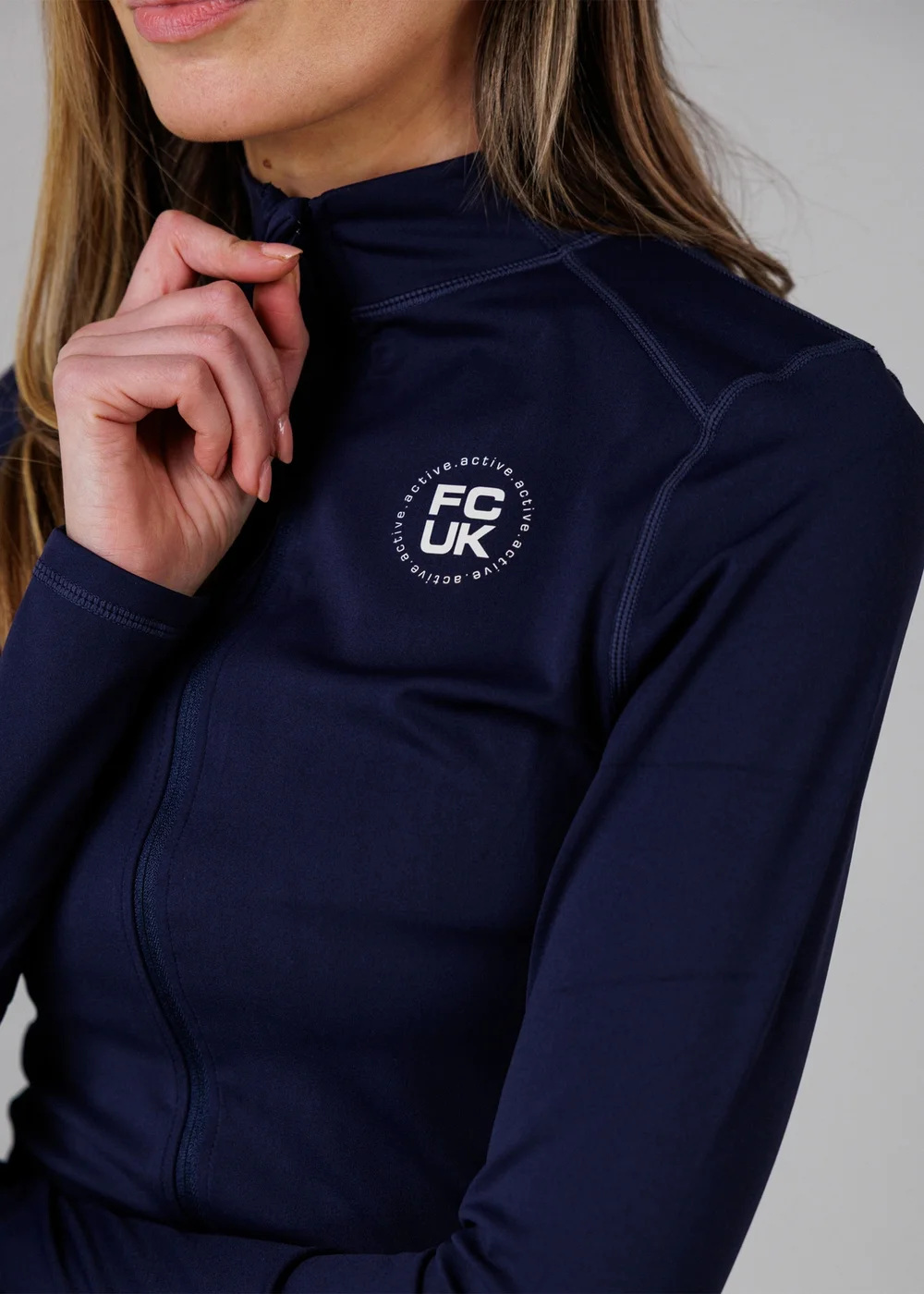French Connection Navy Zip Up High Neck Slim Fit FCUK Sports Jacket - M Image 5