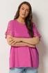 Yours Curve Pink Crochet Sleeve Boxy T-Shirt - 18 Image 1