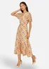 Yumi Multicolour Midi Tea Dress With Angel Sleeves - 16 Image 1