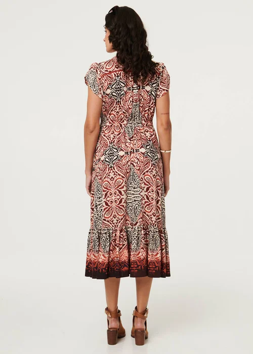 Izabel London Red Printed Cap Sleeve Midi Dress - 16 Image 3