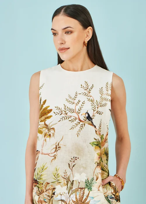 Yumi Ivory Jungle Print Viscose Shift Dress - 10 Image 4