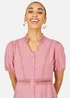 Yumi Pink Cotton Lace Trim Skater Shirt Dress - 8 Image 3