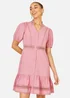 Yumi Pink Cotton Lace Trim Skater Shirt Dress - 8 Image 2
