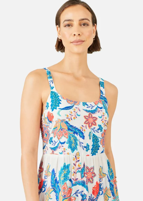 Yumi Blue Boho Block Print Tiered Maxi Dress - 12 Image 3