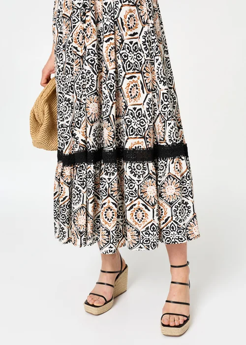 Izabel London Stone Mosaic Print Lace Cap Sleeve Maxi Dress - 10 Image 5