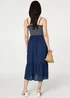 Izabel London Blue Embroidered Border Cami Strap Midi Dress - 16 Image 3