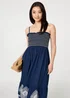Izabel London Blue Embroidered Border Cami Strap Midi Dress - 16 Image 2