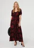 Izabel London Black Baroque Print Puff Sleeve Maxi Dress - 18 Image 1