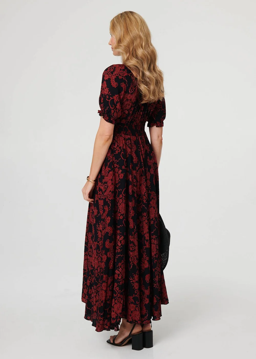 Izabel London Black Baroque Print Puff Sleeve Maxi Dress - 18 Image 3
