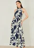 Yumi Navy Geo Swirl Print Halter Maxi Dress - 8 Image 1