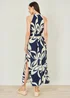 Yumi Navy Geo Swirl Print Halter Maxi Dress - 8 Image 2