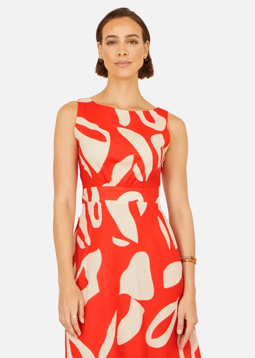 Yumi Orange Abstract Maxi Dress With Tie Back - 8 Image 3
