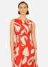 Yumi Orange Abstract Maxi Dress With Tie Back - 8 Image 3
