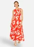 Yumi Orange Abstract Maxi Dress With Tie Back - 8 Image 1