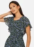 Yumi Blue Ditsy Print Floral Skater Dress - 14 Image 3
