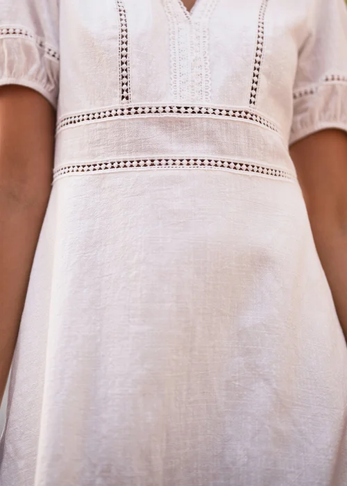 Yumi White Cotton Lace Trim Skater Sun Dress - 16 Image 2