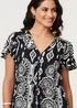 Izabel London Brown Abstract Angel Sleeve Knee Length Dress - 14 Image 4