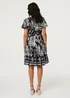 Izabel London Brown Abstract Angel Sleeve Knee Length Dress - 14 Image 3