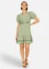 Yumi Green Cotton Lace Trim Skater Shirt Dress - 8 Image 1