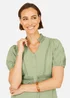 Yumi Green Cotton Lace Trim Skater Shirt Dress - 8 Image 3
