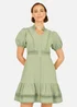 Yumi Green Cotton Lace Trim Skater Shirt Dress - 8 Image 2