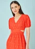 Yumi Orange Foil Print Viscose Cut Out Midi Dress - 16 Image 3