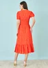 Yumi Orange Foil Print Viscose Cut Out Midi Dress - 16 Image 2