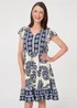 Izabel London Blue Floral Border Print Knee Length Dress - 14 Image 2