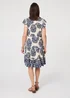 Izabel London Blue Floral Border Print Knee Length Dress - 14 Image 3