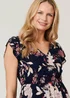 Izabel London Navy Floral Cap Sleeve Shirred Maxi Dress - 12 Image 4