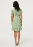Izabel London Green Printed Short Sleeve Tie Short Dress - 14 Image 3