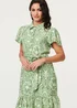 Izabel London Green Printed Short Sleeve Tie Short Dress - 14 Image 2