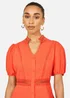 Yumi Orange Cotton Lace Trim Skater Shirt Dress - 8 Image 3