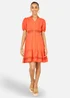Yumi Orange Cotton Lace Trim Skater Shirt Dress - 8 Image 1