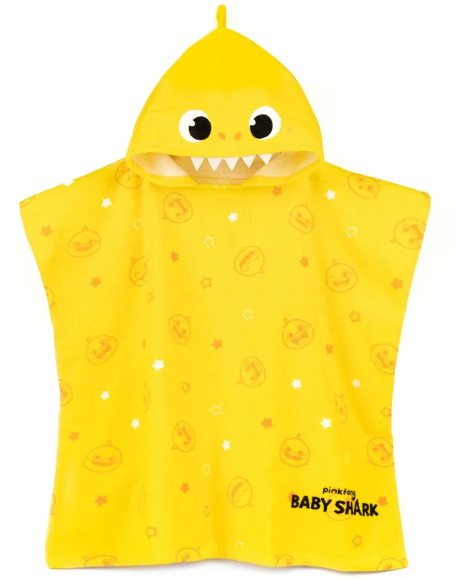 Vanilla Underground Baby Shark Unisex Kids Multicoloured Novelty Character 3D Hood Poncho Towel (One Size)